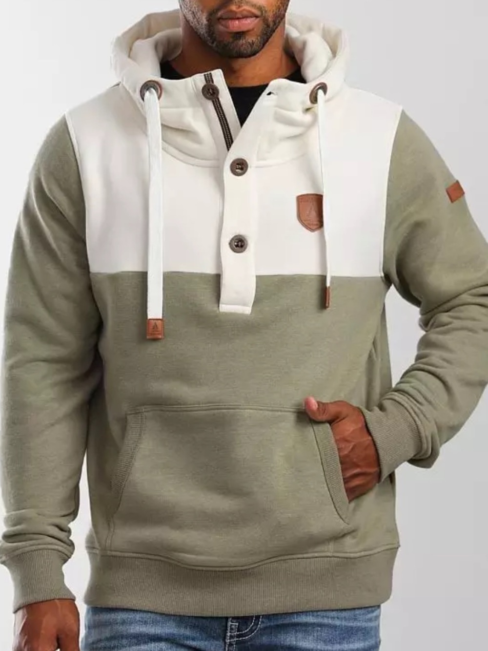 Wanakome Wilkins Hooded Sweatshirt with Leather Patch Size Medium